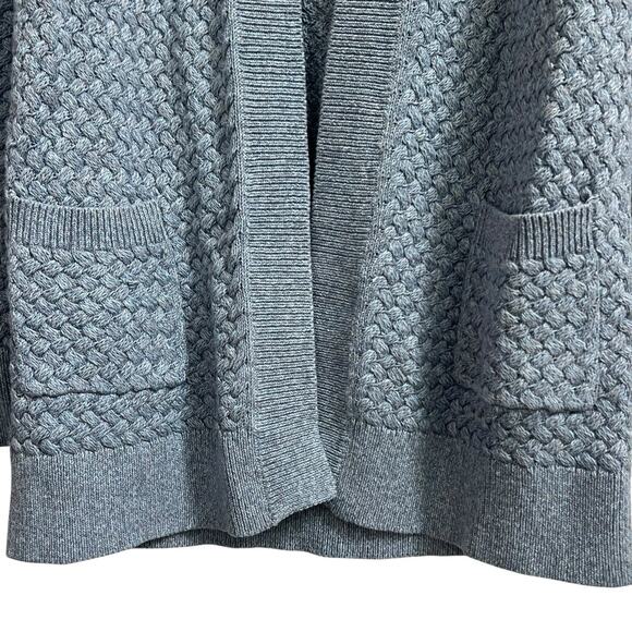 LL Bean Blue Textured Basketweave Open Front Cardigan Size S Sweater - Picture 2 of 11